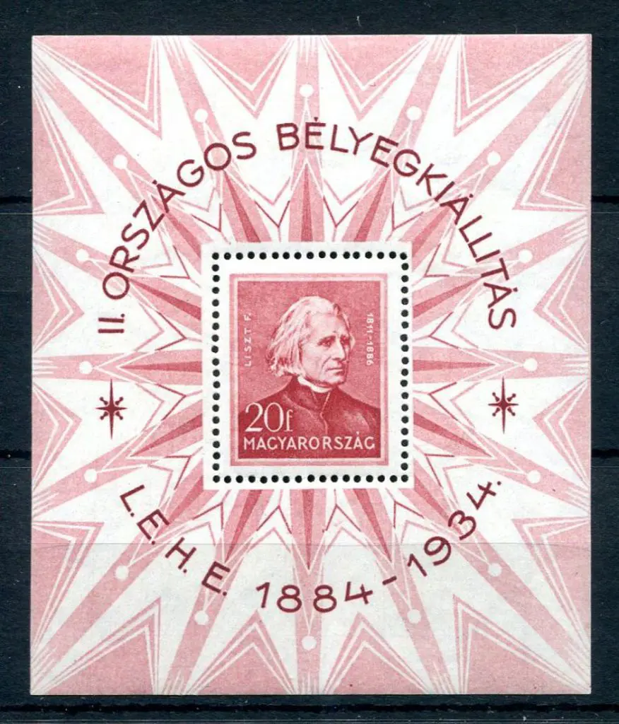 Hungary 1934 Franz Liszt LEHE M/S . Fresh MLH. SG ... Image 1++