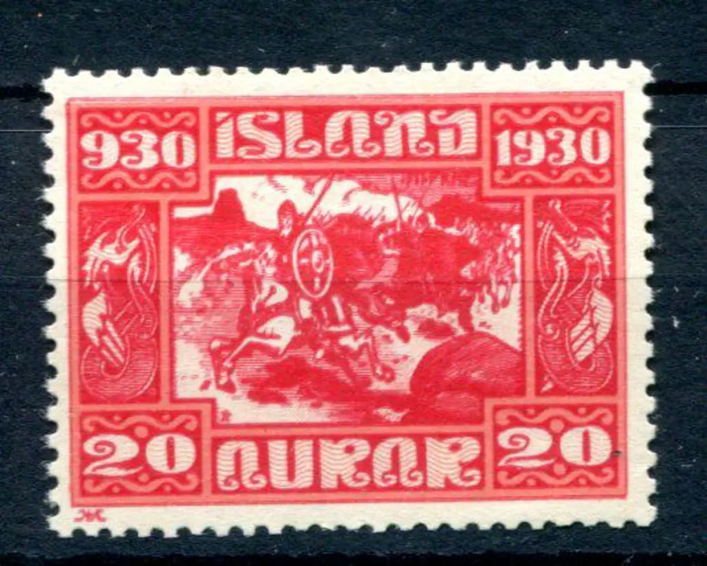 Iceland 1930 20a Millenary with double print ... Image 1++