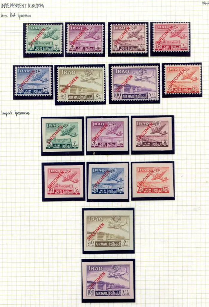Iraq 1949 Airmails with both perfd & imperf sets ... Image 1++