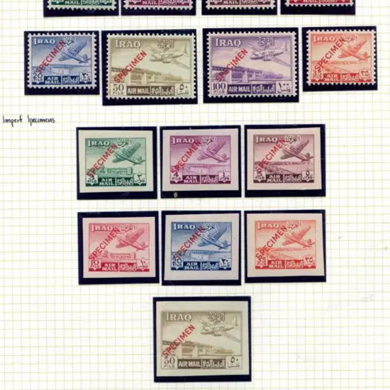 Iraq 1949 Airmails with both perfd & imperf sets ...