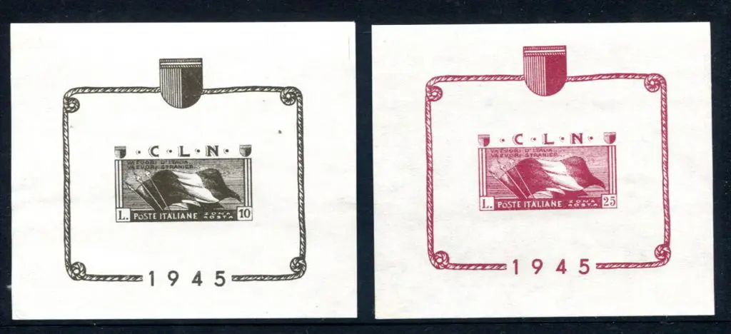 Italy (Aosta) 1945 10l lilac & 25l black CLN ... Image 1++