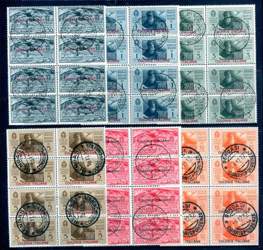 Italian Colonies 1932 Dante Air set of 6 to 10l ... Image 1++