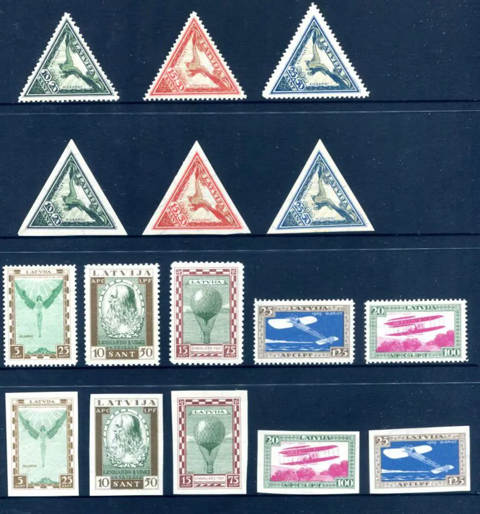 Latvia 1932 Air Charity "Triangles" set of three ... Image 1++