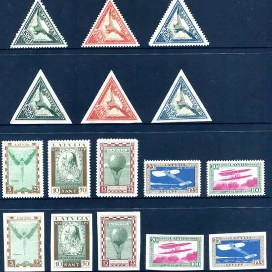 Latvia 1932 Air Charity "Triangles" set of three ...