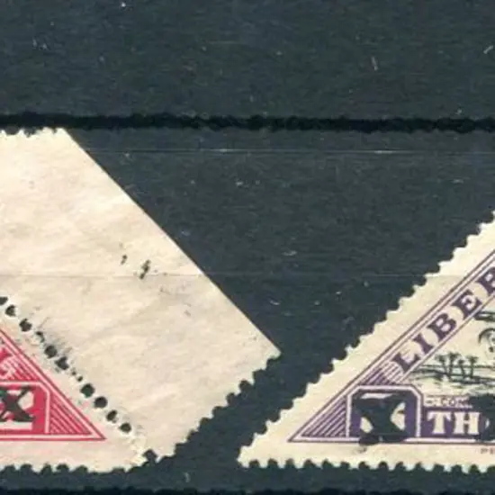 Liberia 1944/45 50¢ on 3¢ & 70¢ (inverted) on 2¢ ...