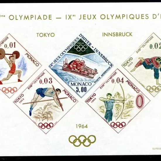 Monaco 1964 Olympics imperf M/S. Fine & fresh MUH. ...
