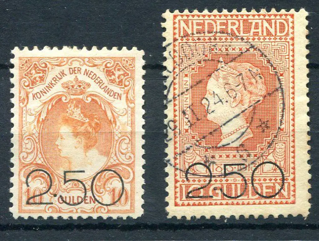 Netherlands 1920 "2.50" surcharges on 1905 10g MLH ... Image 1++