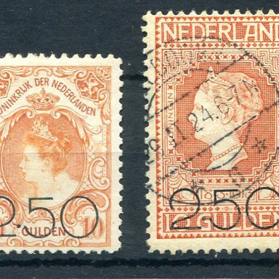 Netherlands 1920 "2.50" surcharges on 1905 10g MLH ...