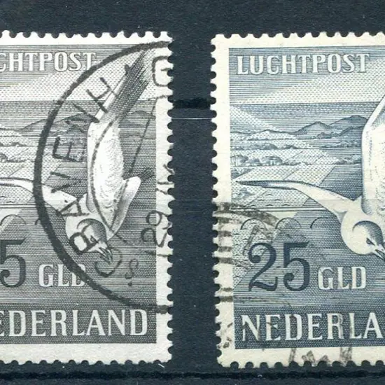 Netherlands 1951 15g & 25g "Seagull" Airmails F/U. ...