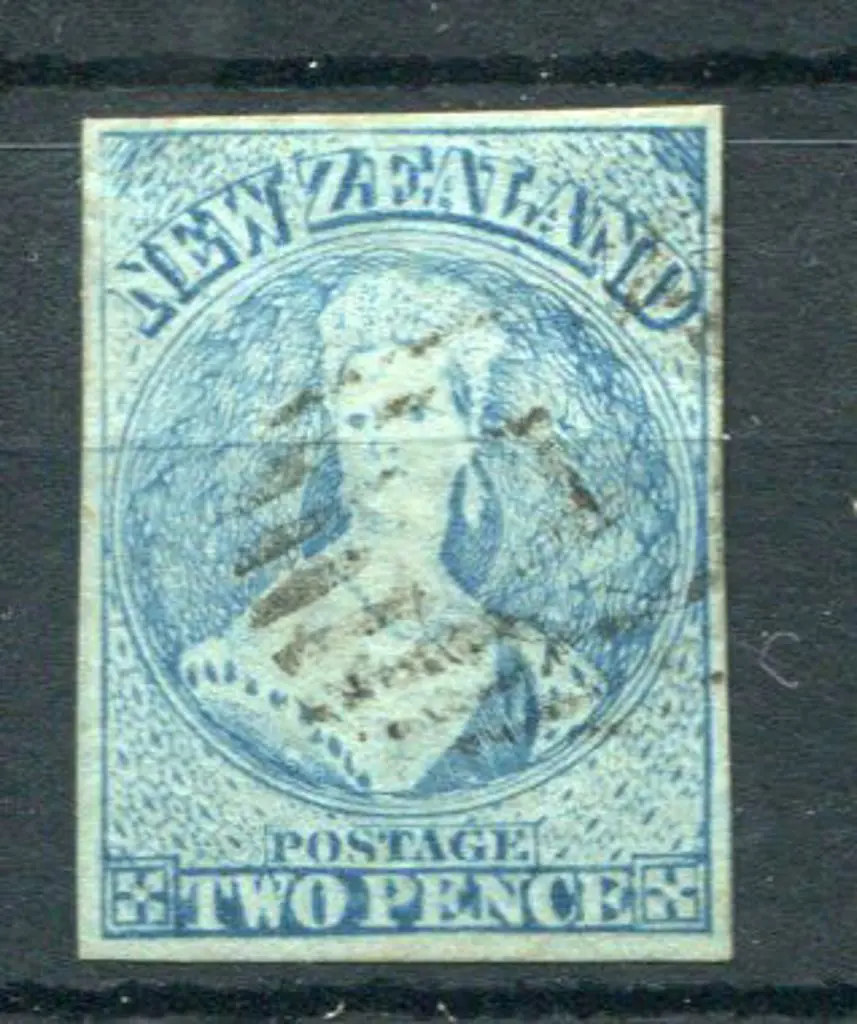 New Zealand 1864 2d pale blue imperf (Plate I, ... Image 1++