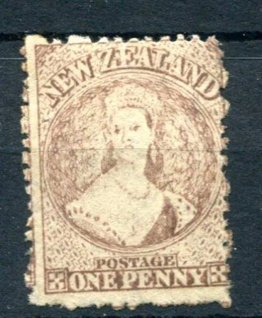 New Zealand 1871/73 1d pale brown Chalon (worn ... Image 1++