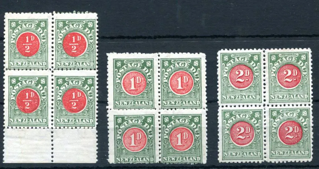 New Zealand 1904/09 ½d (bottom marginal), 1d & 2d ... Image 1++