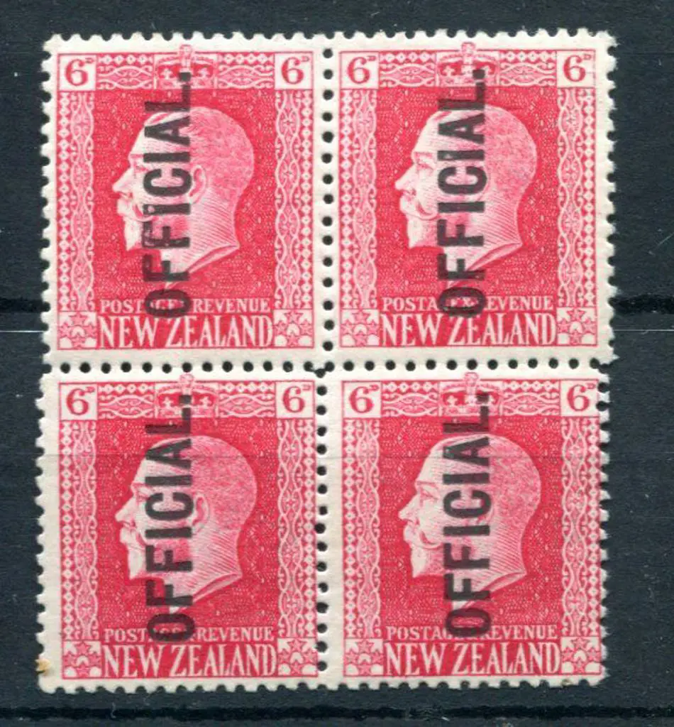 New Zealand 1915/27 6d carmine KGV "OFFICIAL" in a ... Image 1++