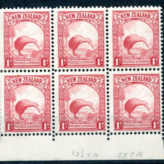 New Zealand 1935/36 1d Kiwi, Die I, perf. 13½x14 ...