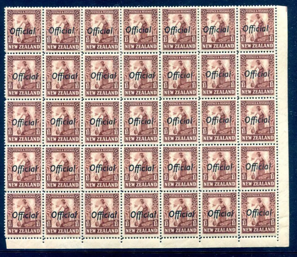 New Zealand 1936/61 1½d Official, perf. 13½ x 14 ... Image 1++