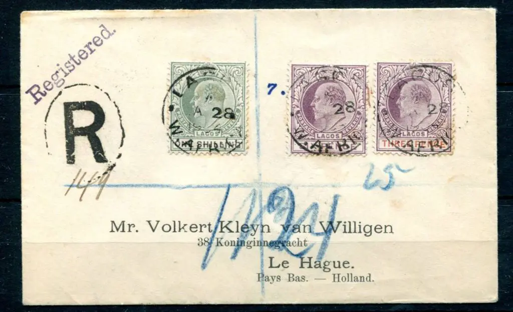 Nigeria-Lagos 1904 (28th April) Registered cover ... Image 1++