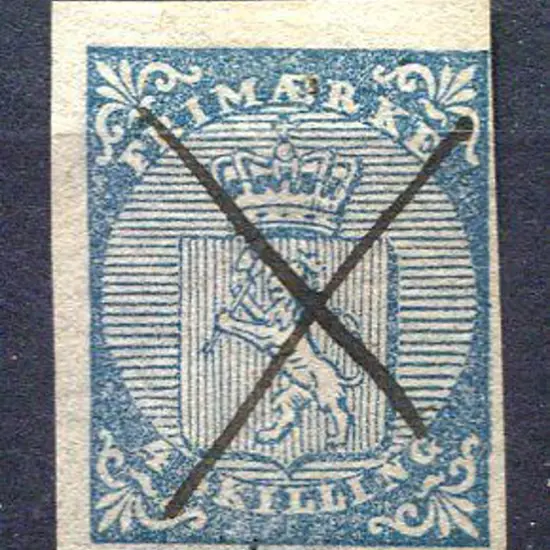 Norway 1855 4sk dull blue with 4 margins, large at ...