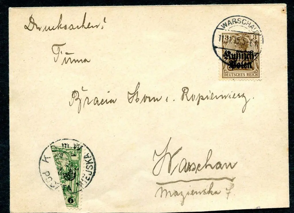 Poland 1915 "Russisch Polen" 3pf & 6gr Warschau ... Image 1++