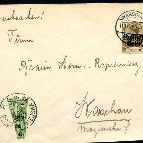 Poland 1915 "Russisch Polen" 3pf & 6gr Warschau ...