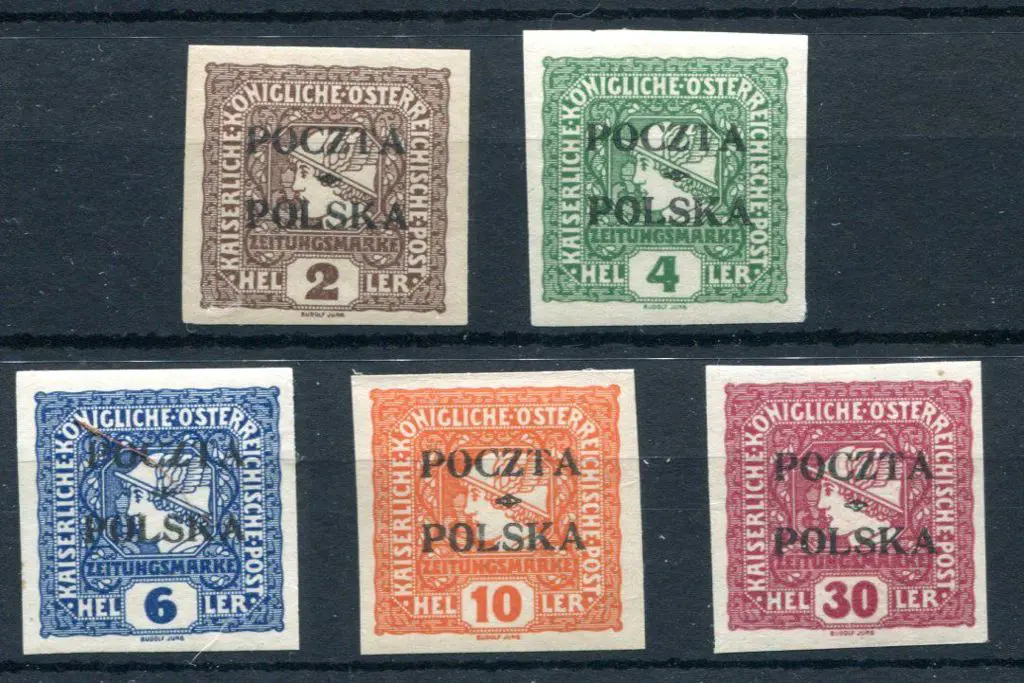 Poland 1919 Newspaper Stamps of Austria ovptd ... Image 1++