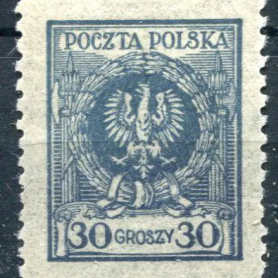 Poland 1924 30g grey-blue new currency. Superb MUH ...