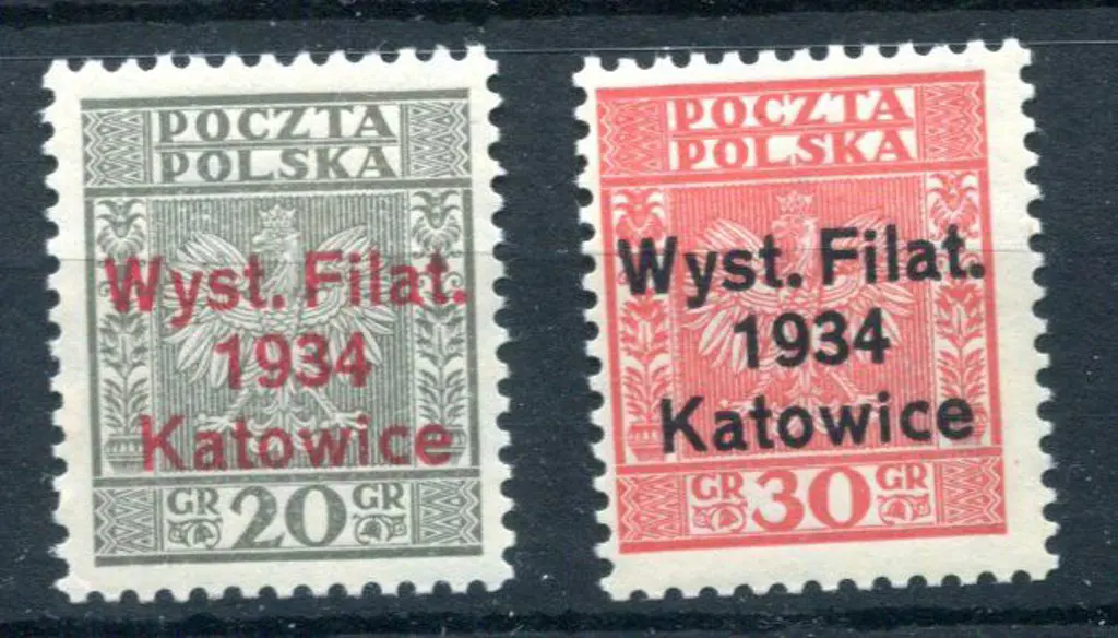 Poland 1934 Katowice Philatelic Exhibition pair. ... Image 1++