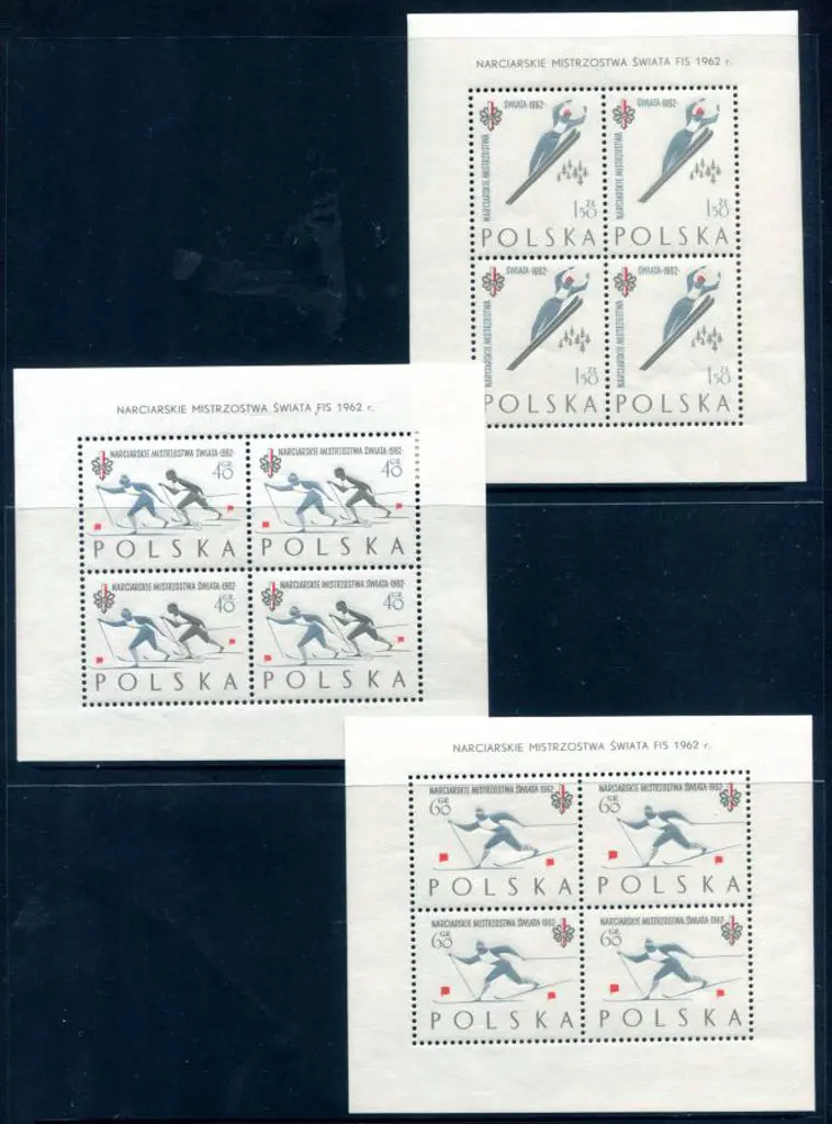 Poland 1962 Ski Championships set of 3 M/S's, ... Image 1++