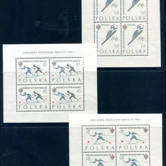 Poland 1962 Ski Championships set of 3 M/S's, ...
