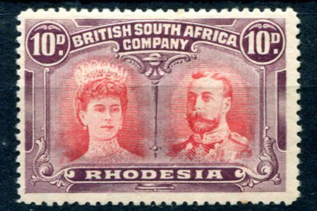 Rhodesia 1910/13 10d carmine & deep purple. Fresh ... Image 1++