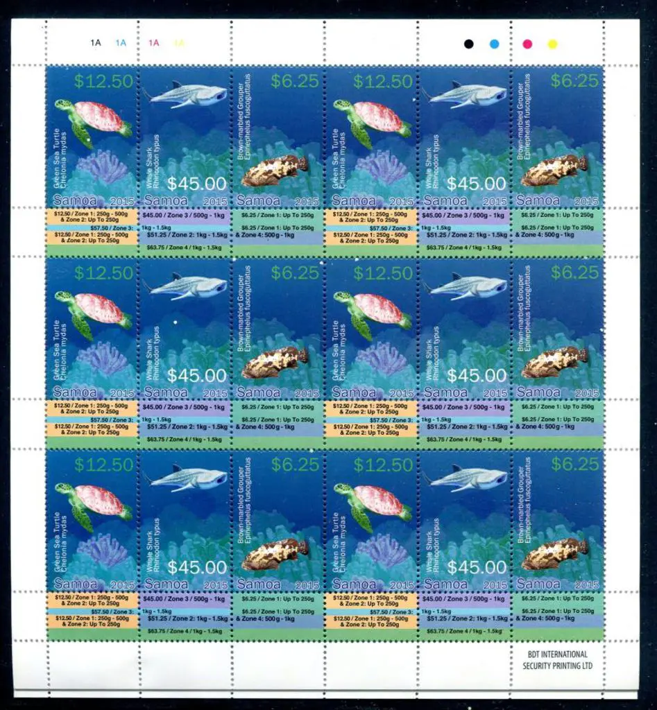Samoa 2015 $6.25, $12.50 & $45 Marine Life set of ... Image 1++