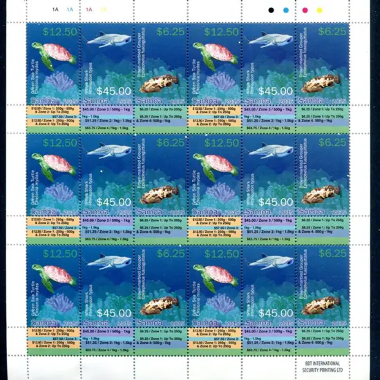 Samoa 2015 $6.25, $12.50 & $45 Marine Life set of ...