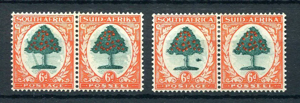 South Africa 1933/48 6d orange tree pairs with ... Image 1++