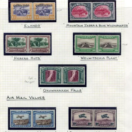 South West Africa 1931 Pictorials set of 14 pairs ...