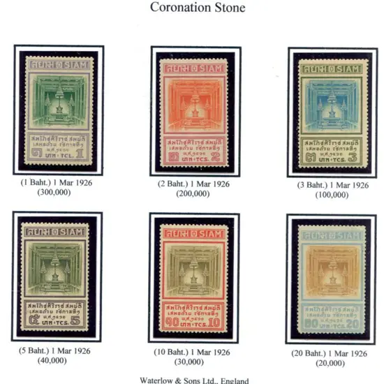 Thailand 1926 Coronation Stone set of 6. MUH on ...