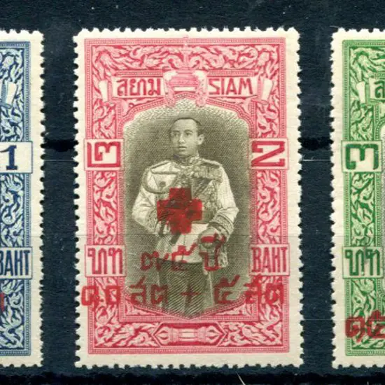 Thailand 1939 Red Cross surcharged set of 3. ...