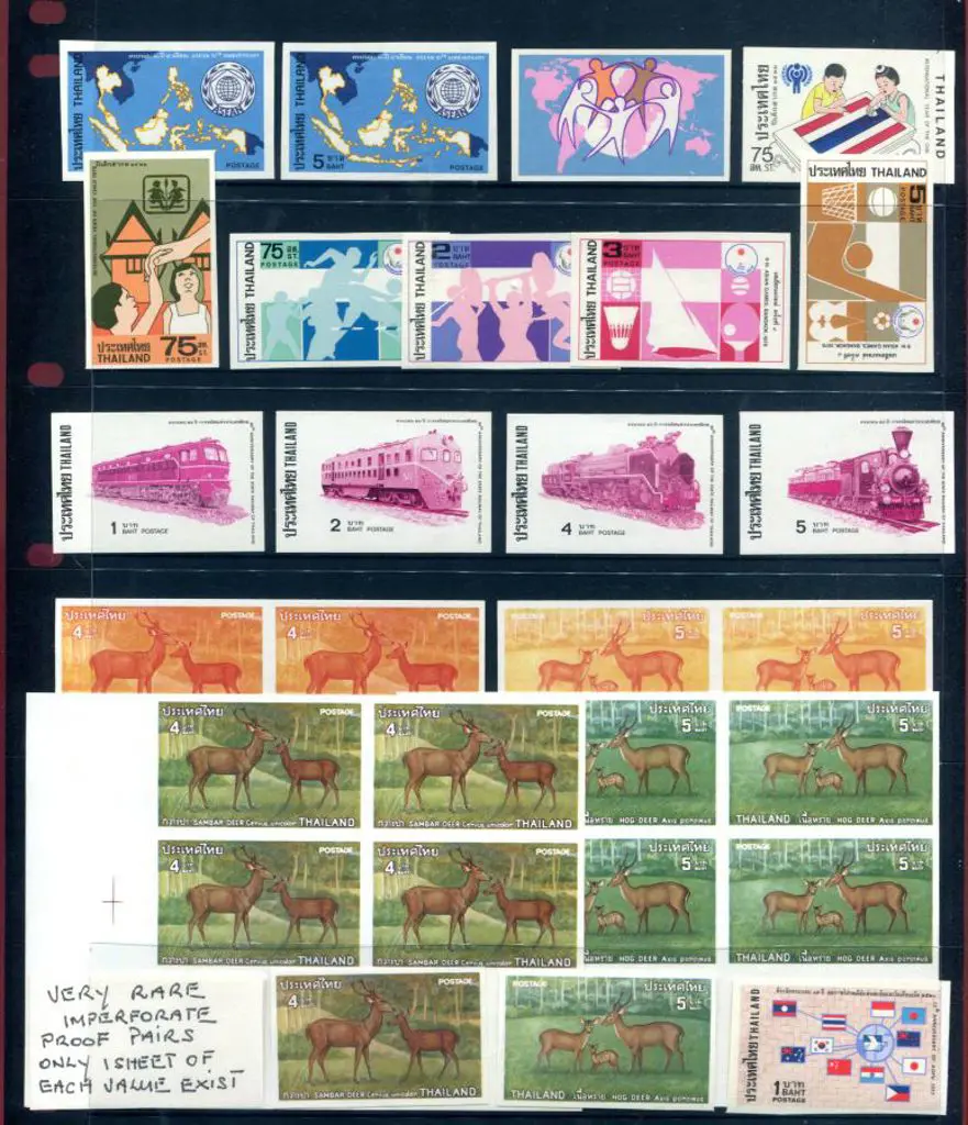 Thailand 1976-1979 range of gummed imperf proofs & ... Image 1++