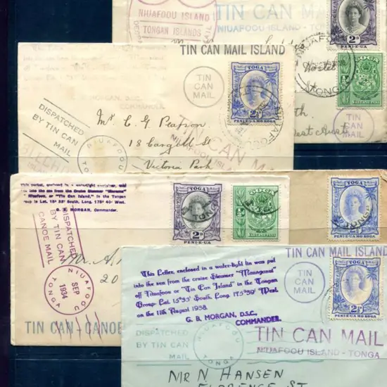 Tonga 1934-1938 selection of 5 "Tin Can Mail" ...