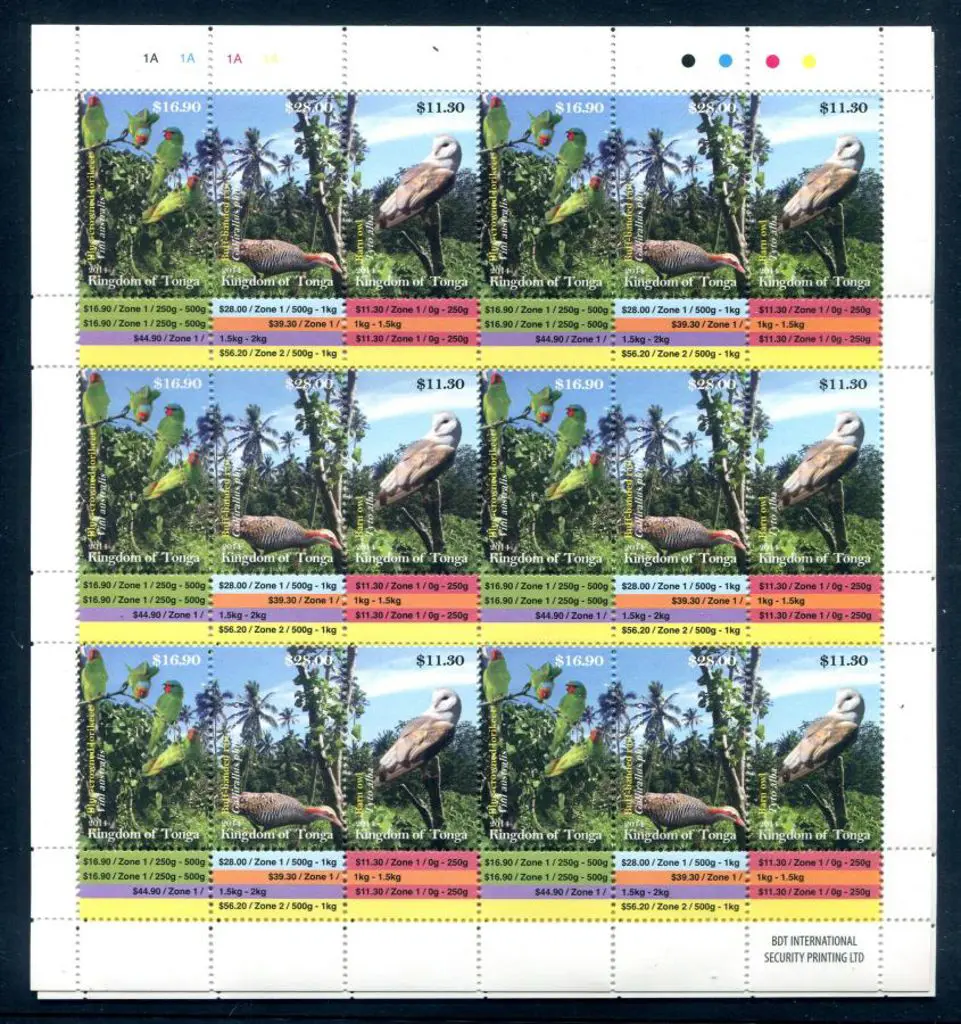 Tonga 2014 $11.30, $16.90 & $28 Birds set of 3 in ... Image 1++