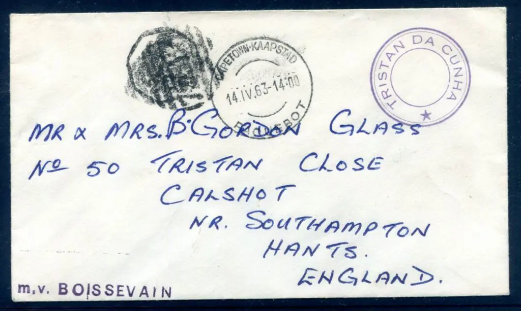 Tristan da Cunha 1963 (9th Apr) stampless cover ... Image 1++