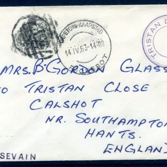 Tristan da Cunha 1963 (9th Apr) stampless cover ...