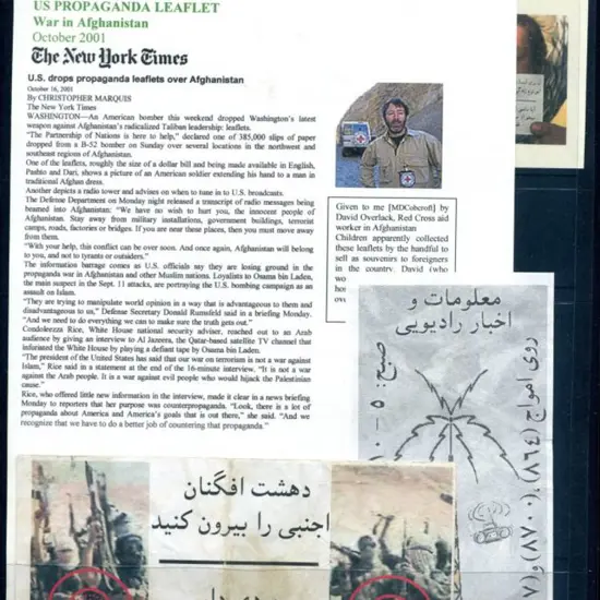 USA 2001 War in Afghanistan US Propaganda leaflet ...