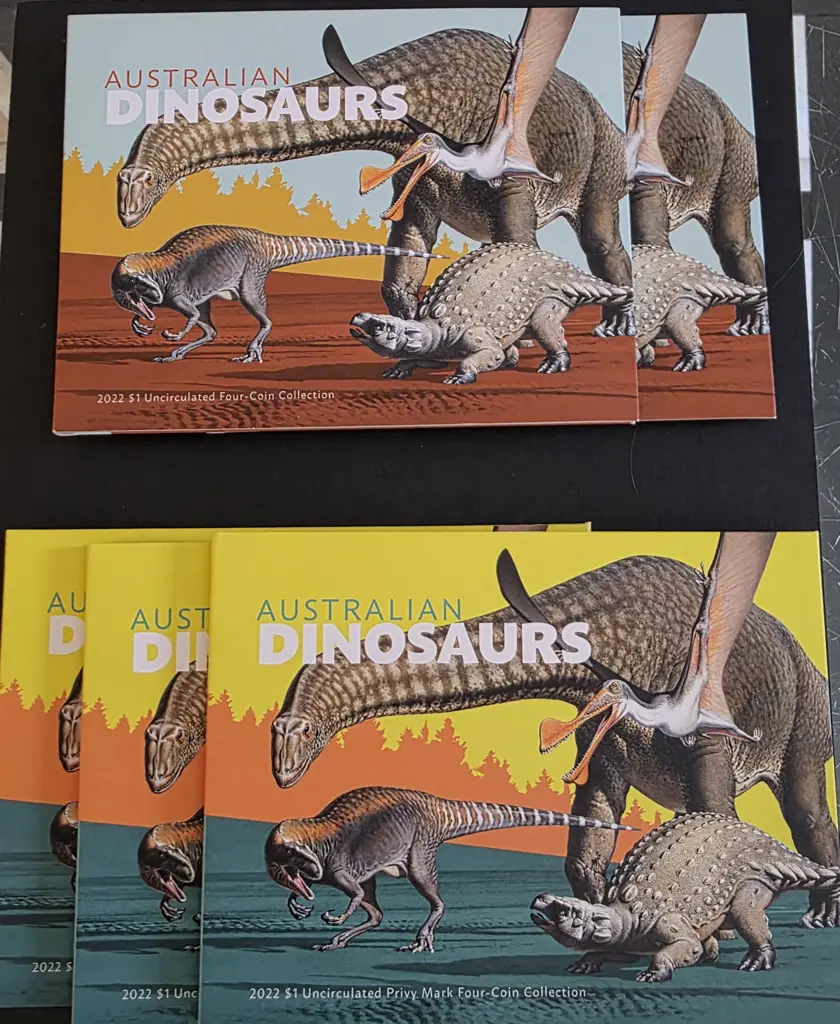 2022 Australian Dinosaurs $1 Four-Coin collection ... Image 1++