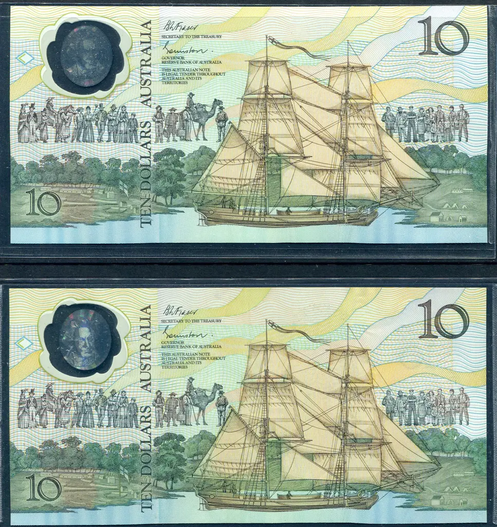 1988 $10 Bicentenary Johnston/Fraser. AB12 Prefix. ... Image 1++
