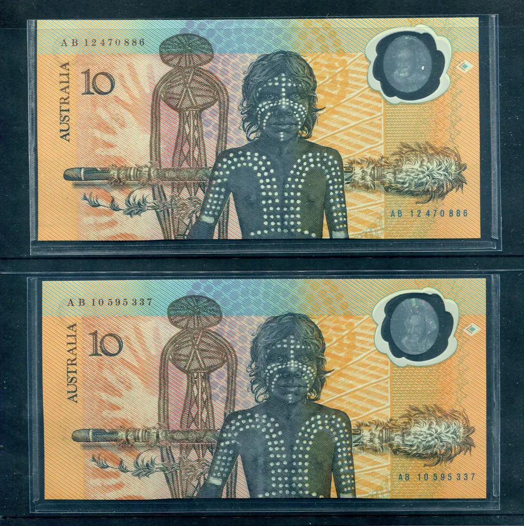 1988 $10 Bicentenary Johnston/Fraser. AB12 Prefix. ... Image 1++