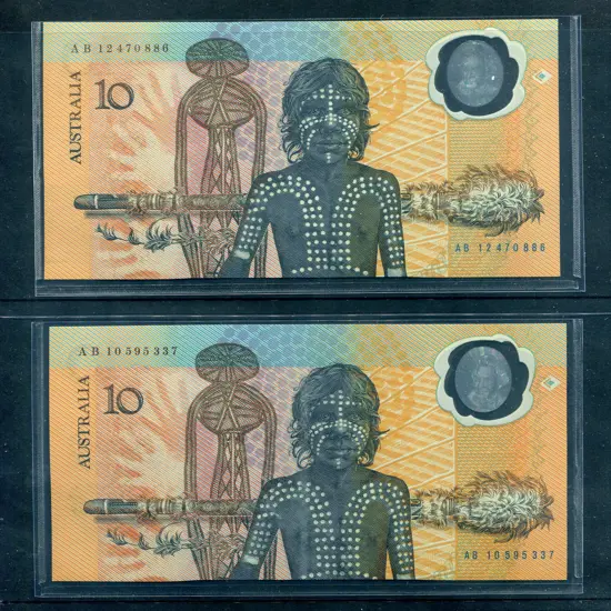 1988 $10 Bicentenary Johnston/Fraser. AB12 Prefix. ...