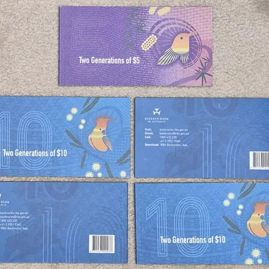 2018 $5 x 1 & $10 x 4 "Two Generations" folders ...