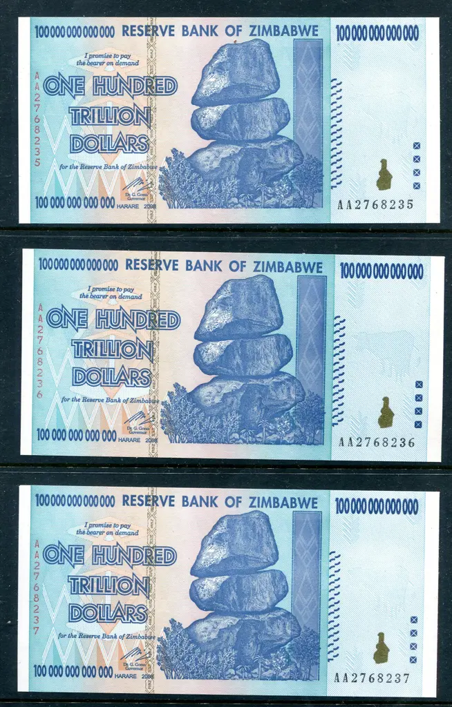 Zimbabwe 2008 $100 000 000 000 000 One Hundred ... Image 1++