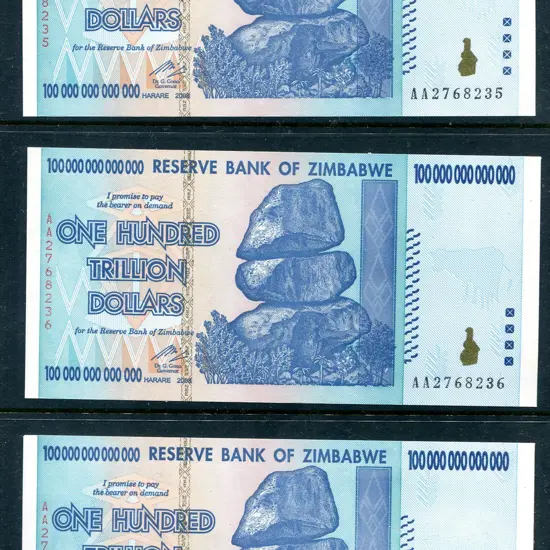 Zimbabwe 2008 $100 000 000 000 000 One Hundred ...