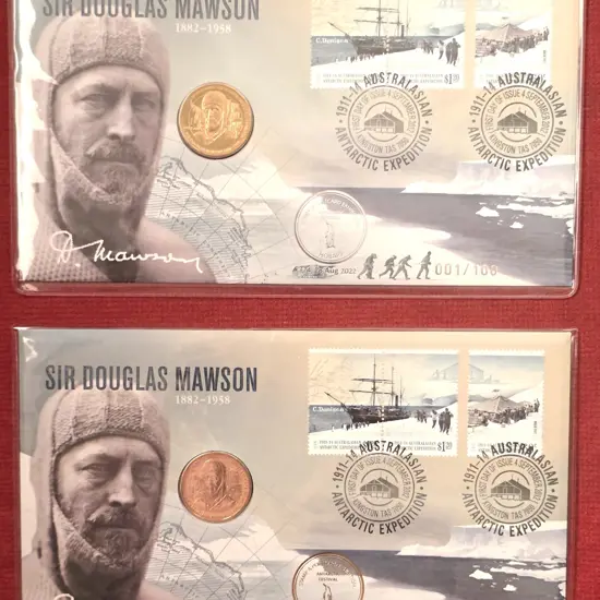2012 (4th Sept) Sir Douglas Mawson with $1 commem ...