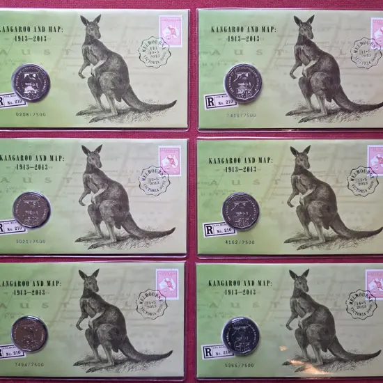 2013 (10th-15th May) Kangaroo & Map 50c coin with ...